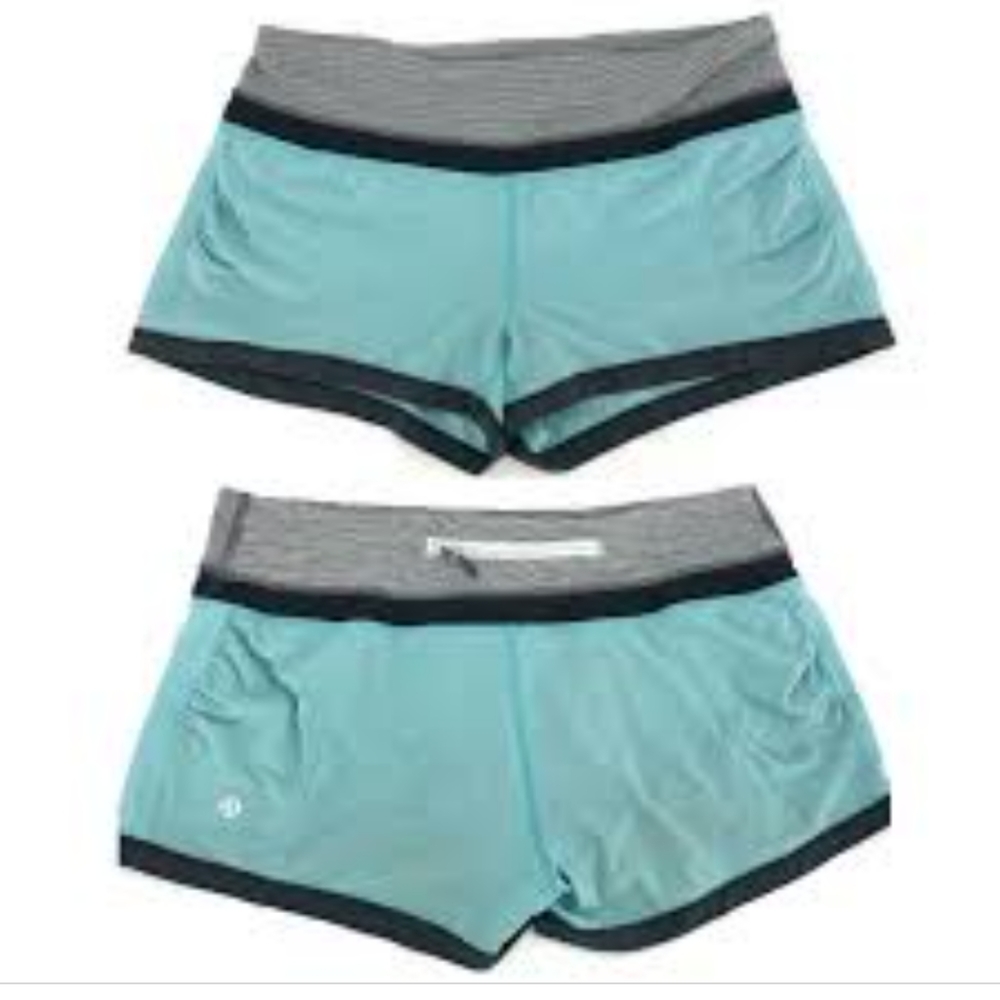 Lululemon Speed Shorts in Aquamarine Gray Black Size 6